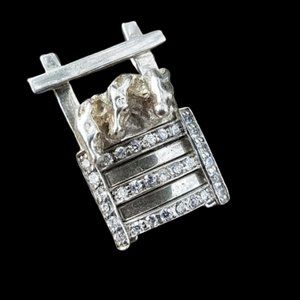 Retired 1980's Kelly Herd Sterling Horses at Gate Slide Pendant